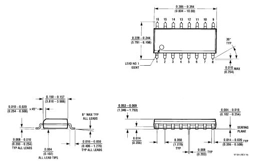 Sơ đồ 2D dạng package SOIC 16.