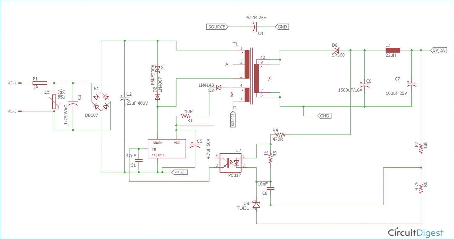 Mạch ví dụ VIPER22A SMPS