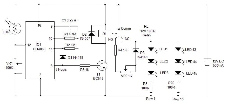 Ví dụ điều khiển đèn đường CD4060