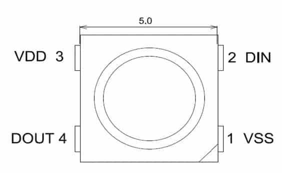 Sơ đồ chân đèn LED NeoPixel SK6812