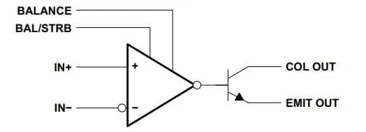 Một giản đồ đơn giản của LM311 được hiển thị như sa