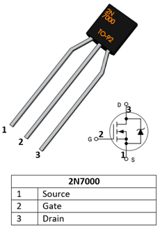 Cấu hình sơ đồ Pin 2N7000 MOSFET