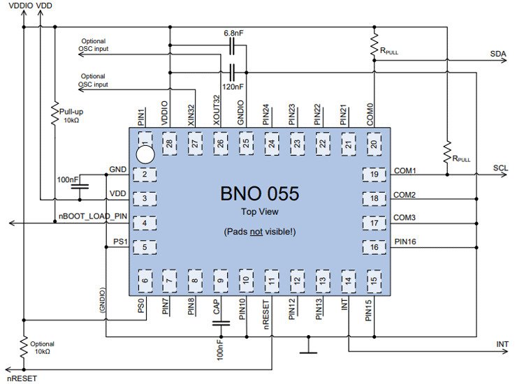 Sơ đồ cấu hình I2C cho Mô-đun BNO055