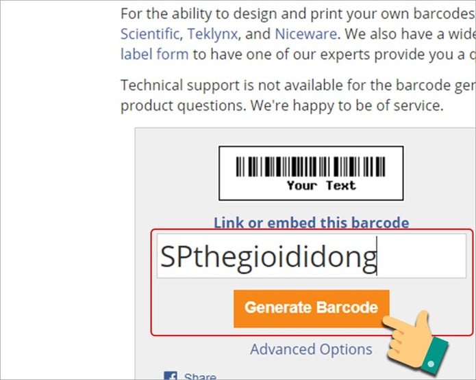 tạo mã vạch online barcodesinc bước 1
